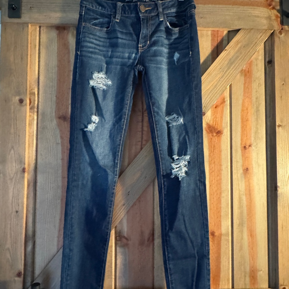 American Eagle Outfitters Ripped Dark Blue Jeggings